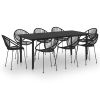 9 Piece Patio Dining Set PVC Rattan Black