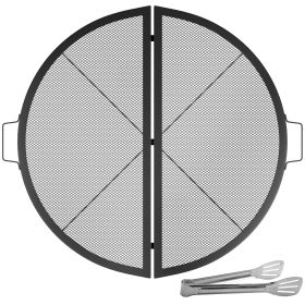 VEVOR Fire Pit Cooking Grill Grate 36 Inch, Foldable Round Cooking Rack, Heavy Duty X-Marks Campfire BBQ Grill with Portable Handle & Support Wire for