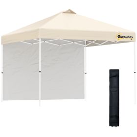 10' x 10' Pop-Up Canopy Tent with 1 Removable Sidewall, Commercial Instant Sun Shelter, Tents for Parties with Wheeled Carry Bag for Outdoor, Garden