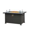 43.3 Inch Fire Pit Table with Glass Wind Guard, 50,000 BTU Smokeless Fire Pits for Outside with Aluminum Tabletop, Outdoor Wicker Gas Fire Pits for Pa