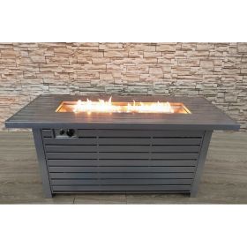 Living Source International Steel Propane/Natural Gas Outdoor Fire Pit Table with Lid (gray)