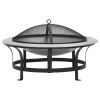 Outdoor Fire Pit with Grill Stainless Steel 29.9"