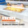 VEVOR 6 x 18 inch Drop-in Fire Pit Pan, Rectangular Stainless Steel Fire Pit Burner, Natural & Propane Gas Fire Pan H-Burner 90,000 BTU for Indoor or