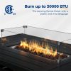 Rectangle Outdoor Black Aluminum Glass Windbreak Propane Fire Pit Table For Coffee Table Pool Patio Garden