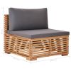 4 Piece Patio Lounge Set with Cushions Solid Teak Wood