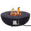 30,000 BTU Faux Woodgrain Round Propane Gas Fire pit With Weather cover, Lava Rocks For Outdoor