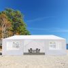 0'x30' Outdoor Party Tent with 8 Removable Sidewalls, Waterproof Canopy Patio Wedding Gazebo, White