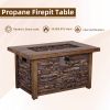 Best Choice Product 50,000 BTU Rectangle Fire Pit Table, Faux Woodgrain Top And Faux Stone Texture Base Propane Gas Fire Table For Outdoor