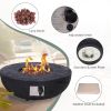 30,000 BTU Faux Woodgrain Round Propane Gas Fire pit With Weather cover, Lava Rocks For Outdoor