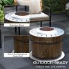 Outsunny Smokeless Fire Pit with Fireproof Mat, 20" Barrel Style Portable Wood Burning Firepit, Magnesium Oxide Low Smoke Camping Bonfire Stove for Ba