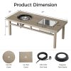 3-in-1 Coffee Table with Ice Bucket and Fire Pit - Beige