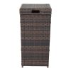 With Top Cover Iron Frame Rattan Trash Can Brown Gradient