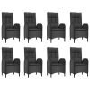 9 Piece Patio Dining Set with Cushions Black Poly Rattan