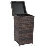 With Top Cover Iron Frame Rattan Trash Can Brown Gradient