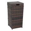 With Top Cover Iron Frame Rattan Trash Can Brown Gradient