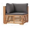 4 Piece Patio Lounge Set with Cushions Solid Teak Wood