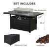 Rectangle Outdoor Black Aluminum Glass Windbreak Propane Fire Pit Table For Coffee Table Pool Patio Garden