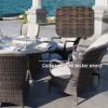 Direct Wicker Outdoor 9 Piece Patio Wicker Gas Fire Pit Set Round Table With Arm Chairs by Direct Wicker