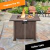 32 Inch 50,000 BTU Square Fire Pit Table with Lid and Lava Rocks