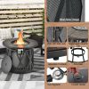 32 Inch 30000BTU Fire Pit Table with Fire Glasses and PVC Cover