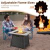 35 Inch Propane Gas Fire Pit Table Wicker Rattan with Lava Rocks PVC Cover