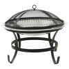 2-in-1 Fire Pit and BBQ with Poker 22"x22"x19.3" Stainless Steel