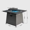 28 Inch Propane Fire Pits Table with Blue Glass Ball,50,000 BTU Outdoor Wicker Fire Table with ETL-Certified,2-in-1 Square Steel Gas Firepits (Dark Gr