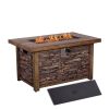 Best Choice Product 50,000 BTU Rectangle Fire Pit Table, Faux Woodgrain Top And Faux Stone Texture Base Propane Gas Fire Table For Outdoor