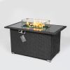 44" Gas Propane Fire pit Table Rectangle 50; 000 BTU with 8mm Tempered Glass Tabletop & Blue Stone& Steel table lid &Table waterproof dusty Cover ; ET