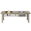 3-in-1 Coffee Table with Ice Bucket and Fire Pit - Beige