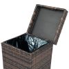 With Top Cover Iron Frame Rattan Trash Can Brown Gradient