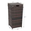 With Top Cover Iron Frame Rattan Trash Can Brown Gradient