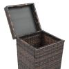 With Top Cover Iron Frame Rattan Trash Can Brown Gradient