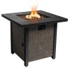 40000BTU Square Propane Fire Pit Table Steel Tabletop with Textilene Side Panel, Steel Lid and Rocks