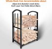 Firewood Rack Indoor with 4pcs Fireplace Tools Set,Iron Wood Rack for Firewood Storage,Log Holder for Outdoor Fire Pit and Wood Stove with Poker,Brush