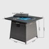 32 Inch Propane Fire Pits Table with Blue Glass Ball,50,000 BTU Outdoor Wicker Fire Table with ETL-Certified,2-in-1 Square Steel Gas Firepits (Dark Gr