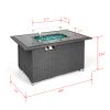 44" Gas Propane Fire pit Table Rectangle 50; 000 BTU with 8mm Tempered Glass Tabletop & Blue Stone& Steel table lid &Table waterproof dusty Cover ; ET