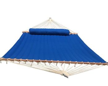 Olefin Double Quilted Hammock with Matching Pillow (Color: light-blue)