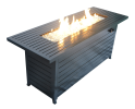 57in Outdoor Gas Propane Fire Pits Table, Aluminum, 50000BTU Firepit Fireplace Dinning Table with Lid, Fire Glass, Retangular, ETL Certification, for