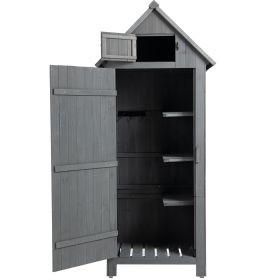 30.3"L X 21.3"W X 70.5"H Outdoor Storage Cabinet Tool Shed Wooden Garden Shed Gray (Color: as Pic)