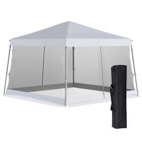 Outsunny Slant Leg Pop Up Canopy Tent with Netting and Carry Bag, Instant Sun Shelter, Tents for Parties, Height Adjustable, for Outdoor, Garden (Color: as Pic)