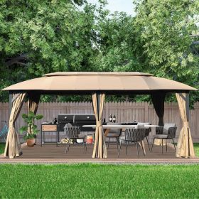 Gazebo 10x20FT, Outdoor Gazebo with Double Roofs, Privacy Curtains, Mosquito Nettings, Heavy Duty Metal Frame Party Tent Canopy for Patio, Backyard (Color: as Pic)