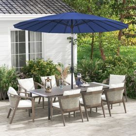 9 Feet Round Patio Umbrella with 18 Fiberglass Ribs (Color: Navy)