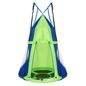 2-in-1 40 Inch Kids Hanging Chair Detachable Swing Tent (Color: Green)