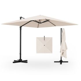 9.5 Feet Square Patio Cantilever Umbrella with 360Â° Rotation (Color: Beige)