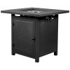 28-Inch Fire Table,50000 BTU Gas Firepit with Volcanic Stone Black