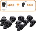 Ceramic Skulls for Fire Pit, Outdoor Fire Tables, 7pcs Reusable Spooky Imitated Human Skull Gas Log for Party, Bonfire,Campfires,Fireplaces, 3 inch