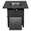 28-Inch Fire Table,50000 BTU Gas Firepit with Volcanic Stone Black