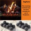 Hollow Ceramic Fire Balls, Set of 10 Fireplace Balls, Modern Accessory for Indoor/Outdoor Fire Pits or Fire Tables, Brushed Concrete Look, Midnight Bl