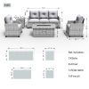 Direct Wicker 5-Piece Wicker Patio Fire Pit Sectional Seating Set with Gray Cushions